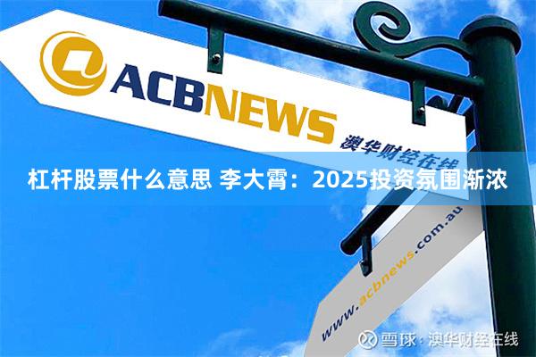 杠杆股票什么意思 李大霄：2025投资氛围渐浓