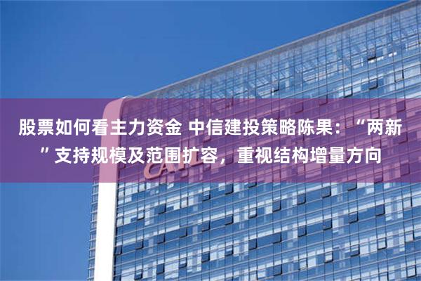 股票如何看主力资金 中信建投策略陈果：“两新”支持规模及范围扩容，重视结构增量方向